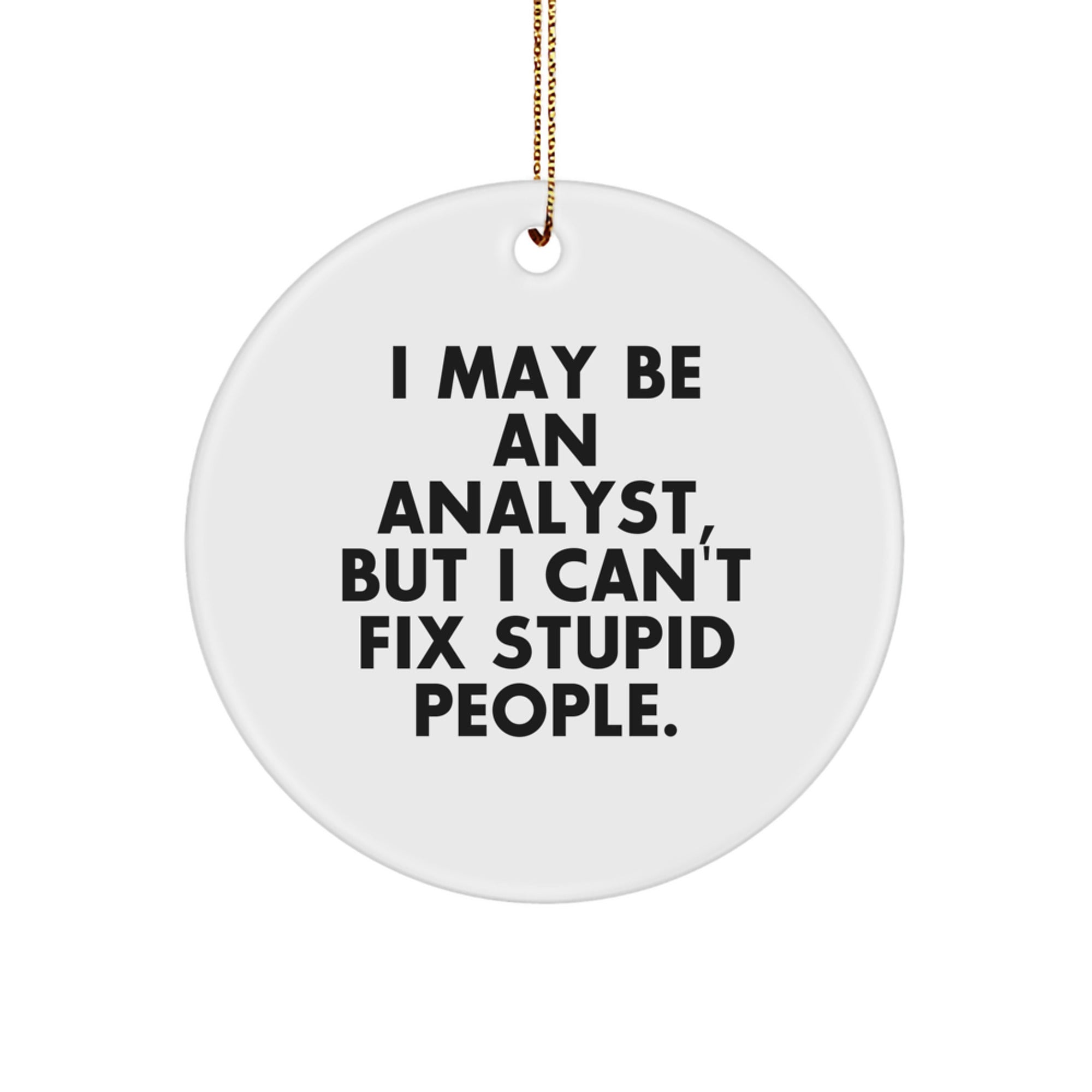 Funny Analyst Gifts for Coworkers - I May Be An Analyst, But I Can't Fix Stupid People. Christmas Circle Ornament for Friends, Family, Men, Women - Image 1