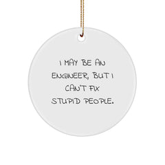 Funny Engineer Circle Ornament, I May Be An Engineer But I Cant Fix Stupid People, Gifts for Engineer Friends and Family from Men - Image 1