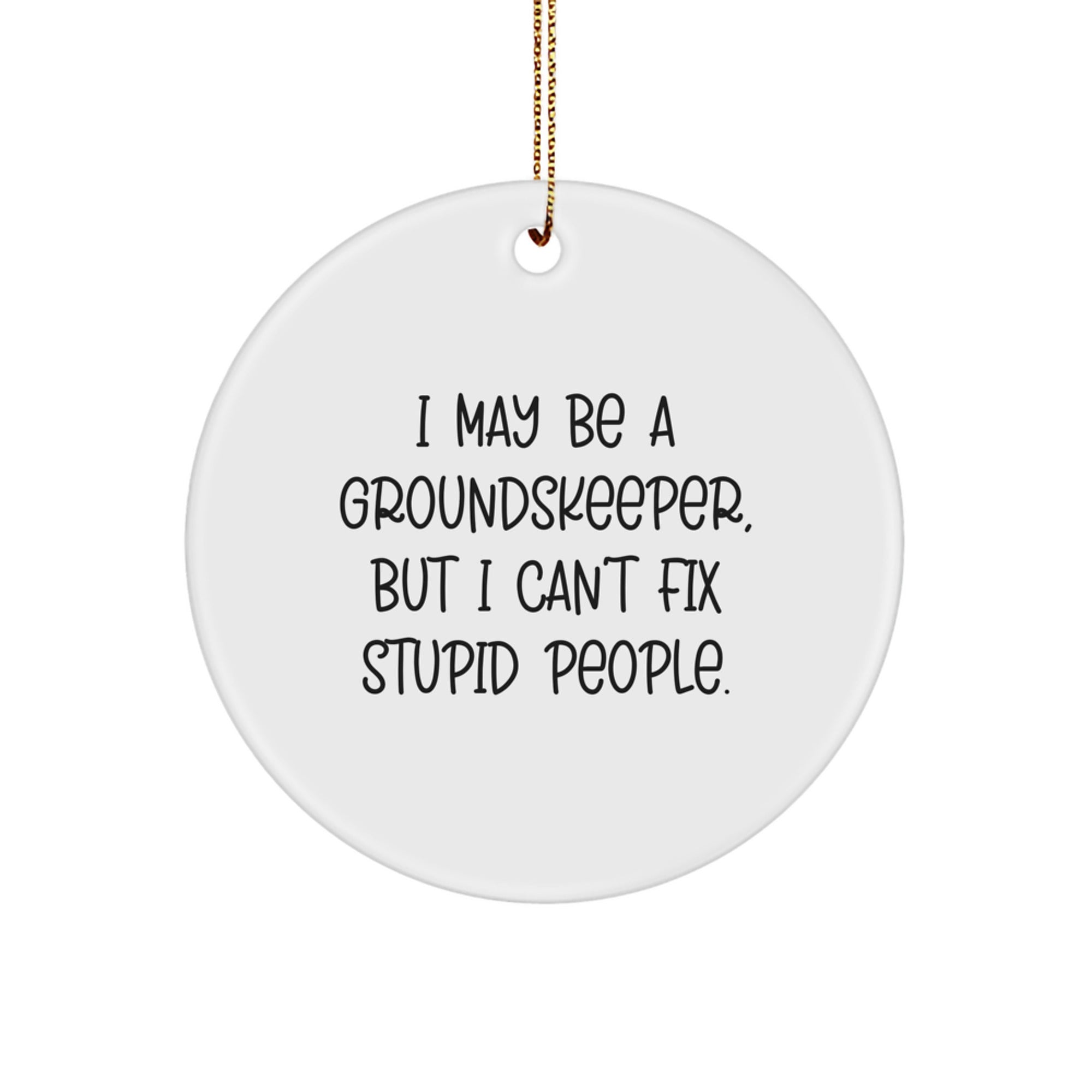Funny groundskeeper Christmas Unique Gifts for Men, I May Be A groundskeeper, But I Can't Fix Stupid People. - Circle Ornament Gifts from Friends, Coworkers to groundskeeper - Image 1