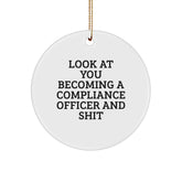 Funny Compliance Officer Gifts for Men - Circle Ornament from Friends and Family - Christmas Unique Presents for Compliance Officer Professionals - Image 1