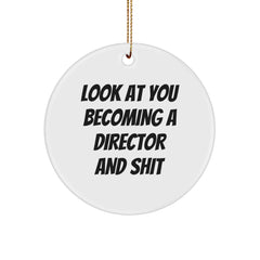 Funny Director Themed Circle Ornament, Gifts for Him, Look At You Becoming A Director And Shit, Unique Christmas Unique Gifts for Director, Men, Friends, Coworkers - Image 1