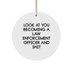 Funny Law Enforcement Officer Gifts for Men, Law Enforcement Officer Circle Ornament, Christmas Unique Gifts from Family, Law Enforcement Officer Appreciation - Image 1