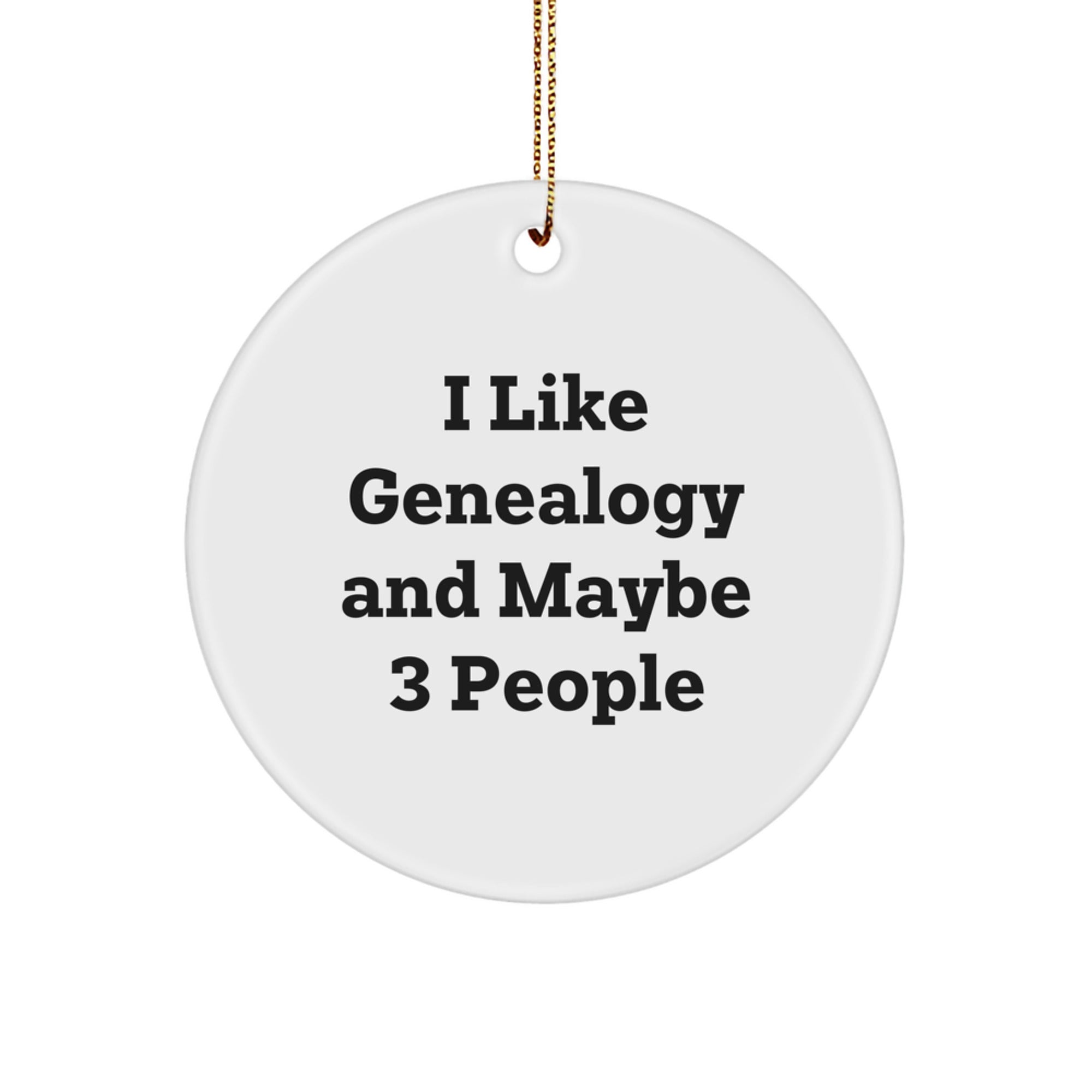 Genealogy Enthusiasts Gifts from Family Members for Christmas Unique Circle Ornaments with 'I Like Genealogy and Maybe 3 People' Quote - Image 1
