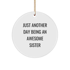 Funny Sister Circle Ornaments Gifts from Sister to Sister - Just Another Day Being An Awesome Sister - Image 1