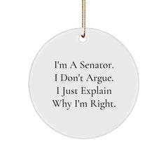 Senator Gifts from Friends for Men, Funny Circle Ornament, Christmas Unique Gifts - Image 1