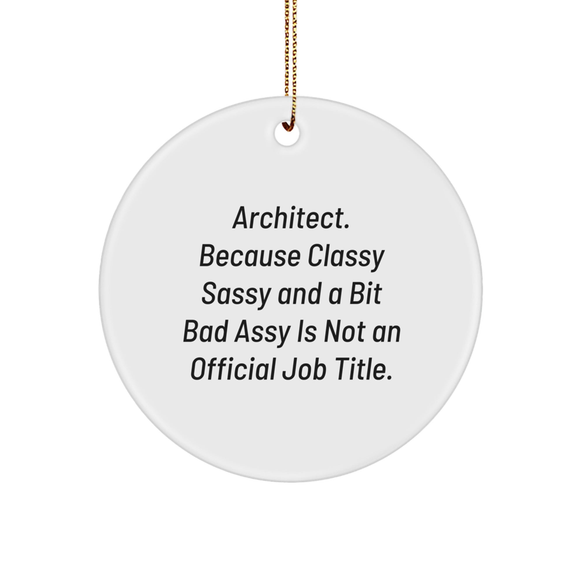 Architect Funny Quote Circle Ornament, Gifts from Friends for Architect Men, Unique Christmas Unique Gifts, Durable MDF White Circle Shaped - Image 1
