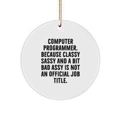 Funny Computer Programmer Circle Ornament, Gifts for Men, Computer Programmer Gifts, Christmas Unique Gifts from Friends, Humorous Quote - Image 1