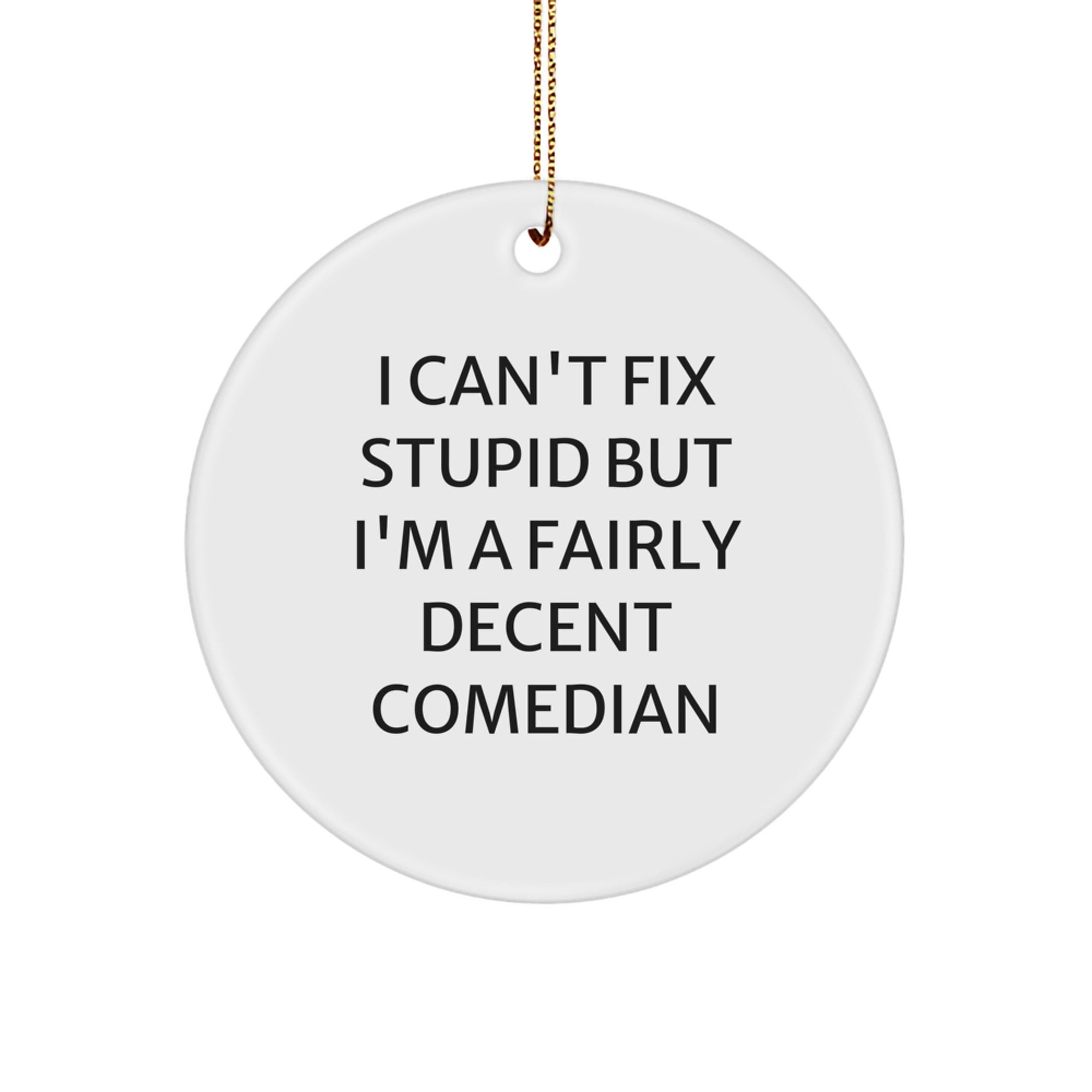 Funny Comedian Gifts from Friends, Circle Ornament for Comedian Lover, I 'Can't Fix Stupid' Christmas Unique Gifts - Image 1