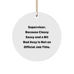 Funny Supervisor Gifts for Men, Women, or Coworkers - 'Supervisor. Because Classy Sassy And A Bit Fearlessy Is Not An Official Job Title.' Christmas Unique Ornament - Image 1