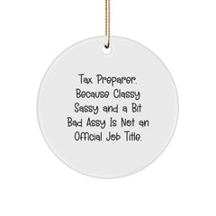 Funny Tax Preparer Circle Ornament Gifts from Friends and Family, White Circle Shaped Ornament for Tax Preparer Gifts, Christmas Unique Gifts for Tax Preparer - Image 1