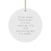 Funny Crime Scene Technician Humor Gifts from Friends for Crime Scene Enthusiasts - White Circle Ornament with Sublimation Print - Christmas Unique Gift Idea - Image 1