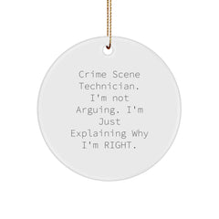 Funny Crime Scene Technician Humor Gifts from Friends for Crime Scene Enthusiasts - White Circle Ornament with Sublimation Print - Christmas Unique Gift Idea - Image 1