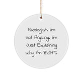 Funny Mixologist Gifts from Friends - Circle Ornament for Men, Women, and Family - Christmas Unique Presents - Image 1