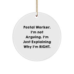 Funny Postal Worker Circle Ornament - Gifts from Friends, Coworkers to Postal Worker, Men, Women, Family, Unique Christmas Decorations - Image 1