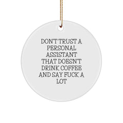Funny Personal Assistant Gifts from Friends, Christmas Unique Circle Ornaments for Personal Assistants, Don't Trust a Personal Assistant - Image 1