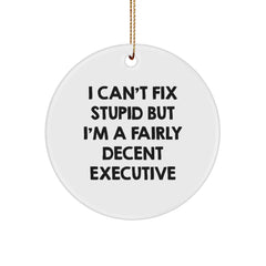 Funny Executive Christmas Unique Gifts from Friends to Coworkers, Executive Humor Circle Ornament for Men, Women, or Family - Image 1