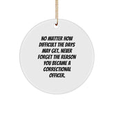 Correctional Officer Gifts - 'Never Forget The Reason' Circle Ornament, White, 2.75" Tall, Christmas Unique Gifts from Men to Correctional Officers - Image 1