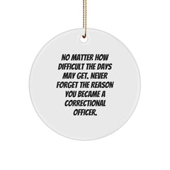 Correctional Officer Gifts - 'Never Forget The Reason' Circle Ornament, White, 2.75" Tall, Christmas Unique Gifts from Men to Correctional Officers - Image 1