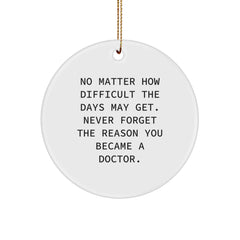 Inspiring Doctor Gifts from Friends, Family, Coworkers - No Matter How Difficult The Days May Get. Never Forget The Reason You Became A Doctor. Circle Ornament - Image 1
