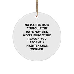 Maintenance Worker Gifts from Friends for Christmas - 'No Matter How Difficult...' Circle Ornament - Image 1