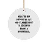 Woodworker Inspirational Gifts from Men to Woodworker Friends, Circle Ornament with Funny Quote for Christmas Unique Gifts - Image 1