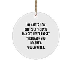 Woodworker Inspirational Gifts from Men to Woodworker Friends, Circle Ornament with Funny Quote for Christmas Unique Gifts - Image 1