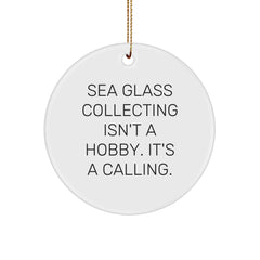 Sea Glass Collecting Gifts from Friends - Inspirational Circle Ornament for Christmas - Image 1