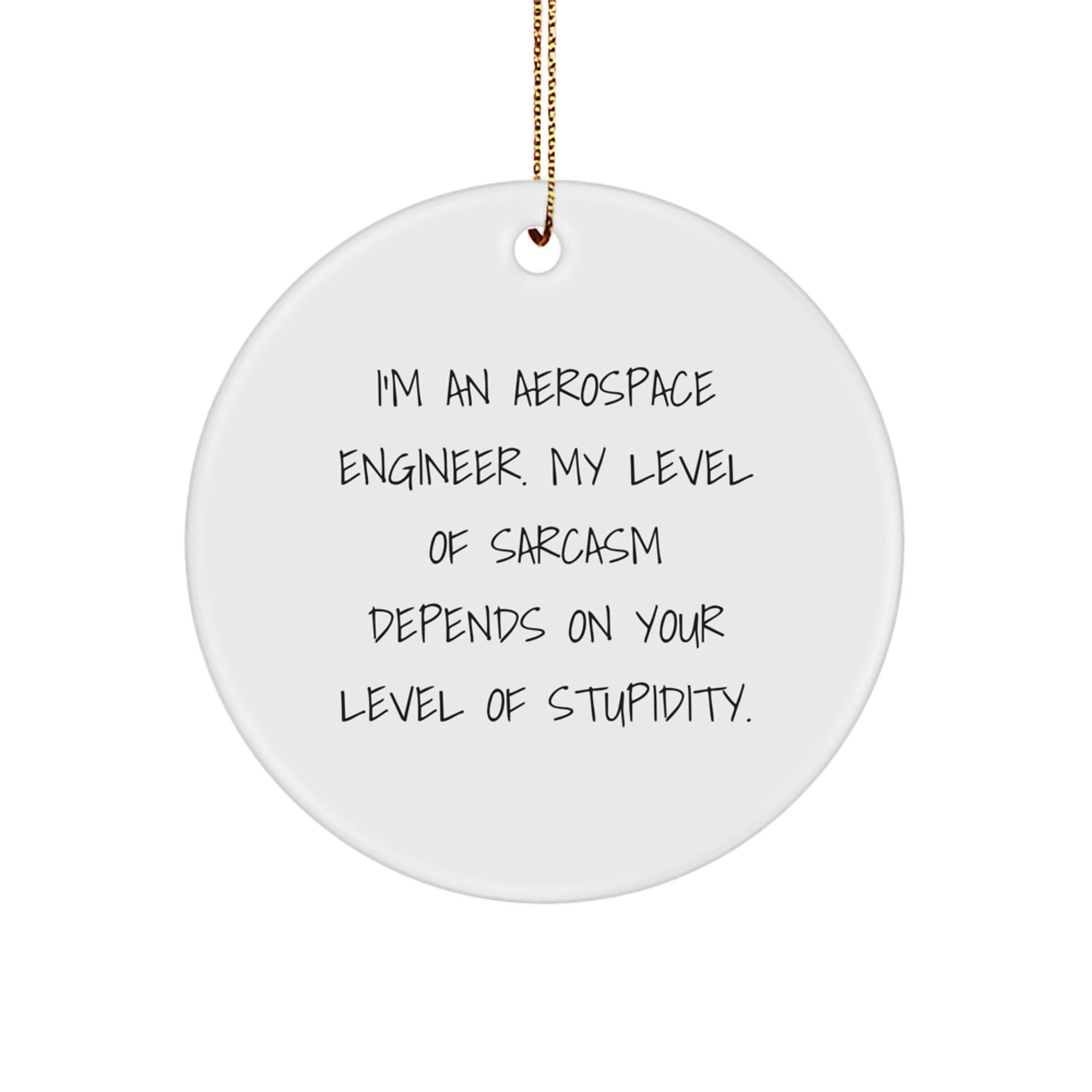 Aerospace Engineer Gifts from Friends, Unique Christmas Circle Ornament with Sarcasm Quote, Funny Holiday Present for Men, Women, or Coworkers - Image 1