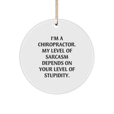 Chiropractor Gifts from Friends, Christmas Unique Circle Ornament with Sarcasm Quote, Gifts for Chiropractors - Image 1
