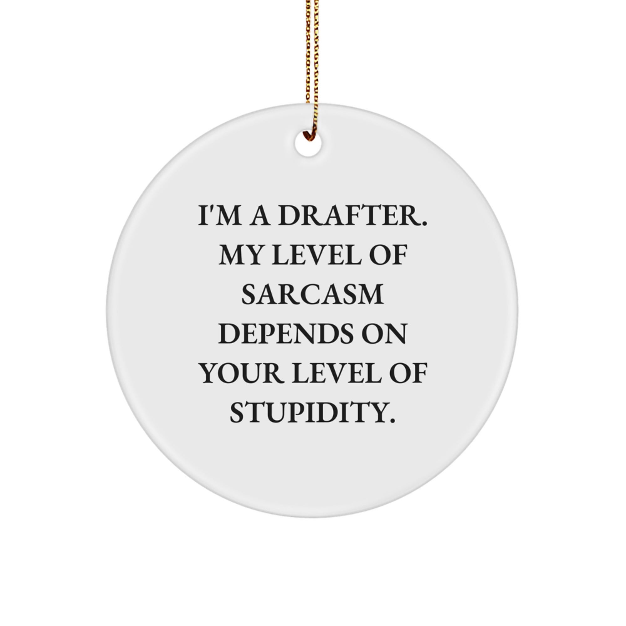 Drafter Gifts from Friends, Funny Circle Ornament for Christmas, 'I'm A Drafter, My Level Of Sarcasm Depends On Your Level Of Stupidity' Quote, Gifts for Drafter - Image 1