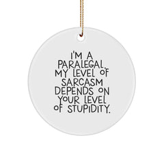 Funny Paralegal Gifts for Women, Paralegal Christmas Unique Gifts, Circle Ornament with Sassy Quote - Gifts from Friends or Family - Image 1