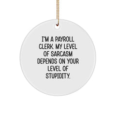 Funny Payroll Clerk Gifts from Friends and Family - Circle Ornament, Christmas Unique Gift for Coworkers, Inspirational - Image 1