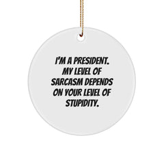Funny President Circle Ornament, Gifts from Men to President, President Gifts for Christmas, I'm a President Quote Ornament, President Humor Gifts - Image 1