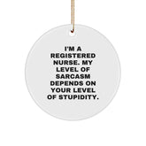 Funny Registered Nurse Gifts from Friends and Family - Sassy Circle Ornament for Christmas Unique Presents - Image 1