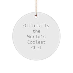 'Officially The World's Coolest Chef' Gifts from Men for Christmas Unique Circle Ornaments for Chef - Image 1