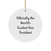 Funny Vice President Gifts, 'Officially The World's Coolest Vice President' Circle Ornament for Men, Gifts from Friends, Coworkers, Family, Christmas Unique Gifts - Image 1