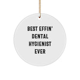 Funny Dental Hygienist Gifts for Her, Circle Ornament from Friends, Best Effin' Dental Hygienist Ever Quote, Christmas Unique Gifts - Image 1