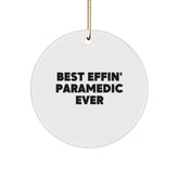 Funny Rescue Worker Gifts from Friends - Best Effin' Rescue Worker Ever Circle Ornament, Christmas Unique Gifts for Rescue Workers, Men, and Women - Image 1