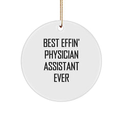 Funny Physician Assistant Gifts from Best Effin' Best Friend - Circle Ornament for Christmas - Image 1