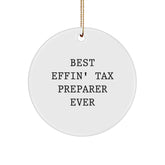 Funny Tax Preparer Gifts from Best Effin' Tax Preparer Ever, Circle Ornament for Tax Preparer, Christmas Unique Gifts for Men, Women, Friends, Coworkers, Family - Image 1