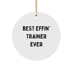 Funny Trainer Gifts from Friends - Best Effin' Trainer Ever Christmas Circle Ornament - Image 1