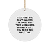 Funny Mechanical Engineer Gifts for Men - Circle Ornament from Friends, Coworkers, or Family, Inspirational Quote Christmas Unique Gifts - Image 1