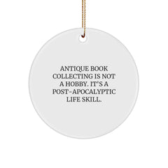 Antique Book Collecting Gifts for Men - 'Funny' Circle Ornament for Christmas - Gifts from Family and Friends - Image 1