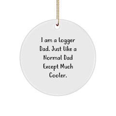 Funny Logger Dad Gifts, I Am A Logger Dad Unique Circle Ornament, Christmas Memorable Presents for Logger Men, Logger Dad Decorations - Image 1