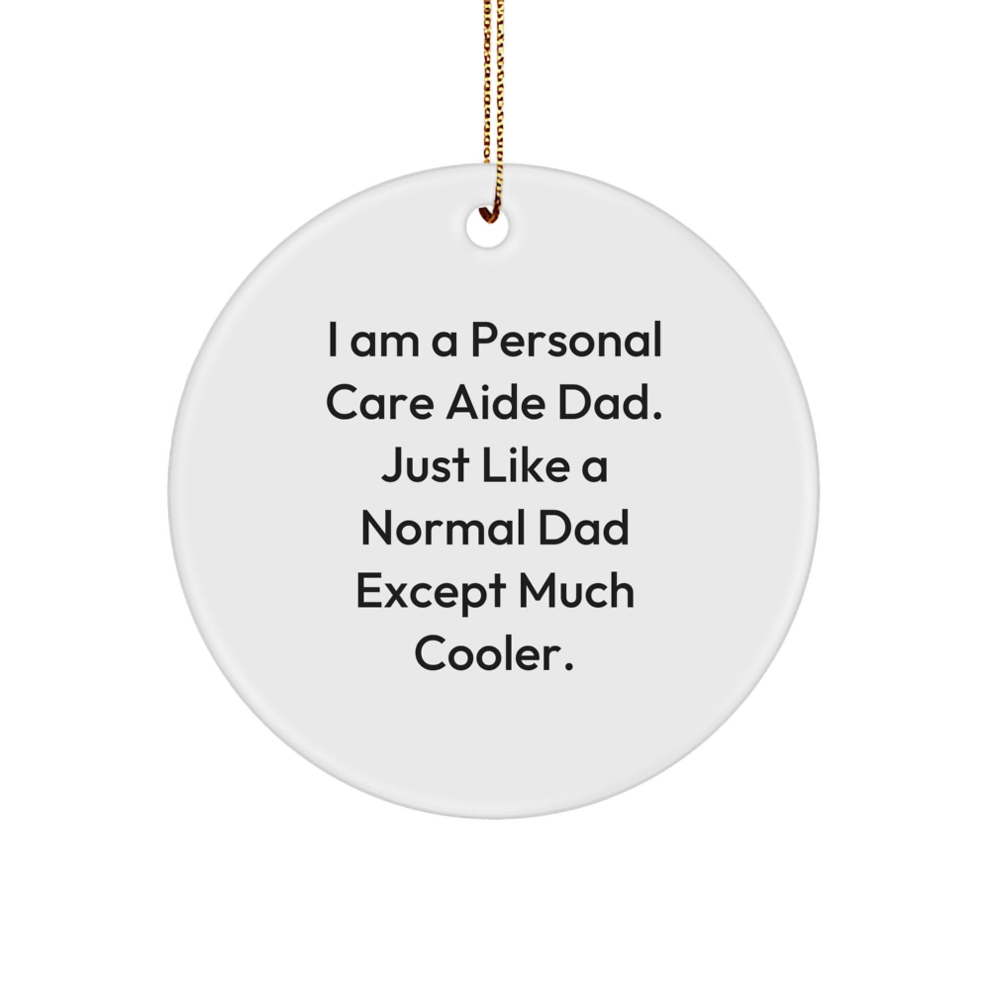 Funny Personal Care Aide Christmas Circle Ornament Gifts for Family from Dad, Personal Care Aide Gifts, Circle Ornament, I Am A Personal Care Aide Dad - Image 1