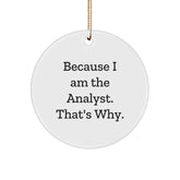 Funny Analyst Gifts from Friends, 'Because I Am The Analyst. That's Why.' Circle Ornament for Christmas, Gifts for Analyst - Image 1