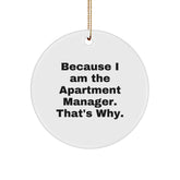 Gifts from Friends for Apartment Manager Because I Am The Apartment Manager. That's Why. Christmas Circle Ornament - Image 1