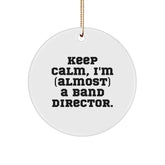 Funny Band Director Gifts for Christmas - Keep Calm, I'm (almost) A Band Director. Circle Ornament, Gifts from Friends for Band Director, Unique Christmas Unique Gift for Him or Her - Image 1