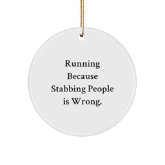 Funny Running Gifts for Men, Circle Ornament with Inspirational Quote, Gifts from Friends, Unique Christmas Memorable Presents for Running Enthusiasts - Image 1