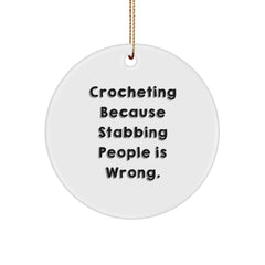Funny Crocheting Gifts from Men to Crocheting Women Friends for Christmas Circle Ornament - Image 1